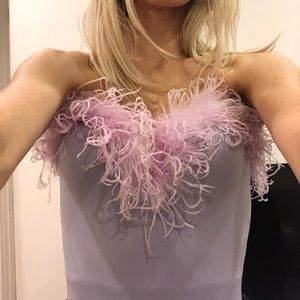 Lavender corset with pageant feathers